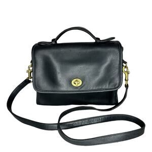 Vintage Coach Court Bag 9870 EUC Black Leather Purse Bag Crossbody Strap